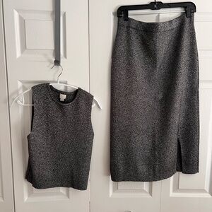 A new day Elegant Gray Women's Sweater Skirt Set